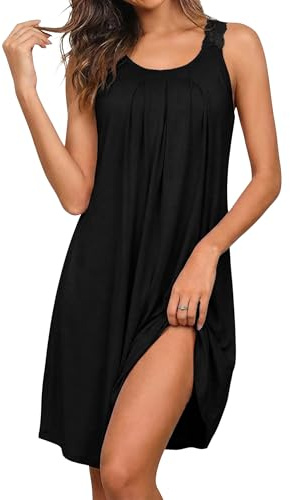 Uniexcosm Pigiama Sexy Abito da Notte Lungo Senza Maniche Camicia da Notte Donna Estiva Senza Maniche