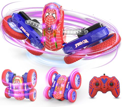 Mieryd Voiture Télécommandée Enfant, Spider Monter Truck RC Car Cascade Radiocommandee avec Spectacle de Lumière Jouet Garçon Fille 5 6 7 8 9 10 11 12 Ans Cadeau Anniversaire Noel Jeux Extérieur