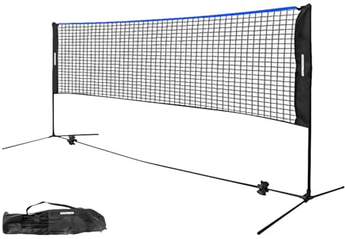 PEARL Sports Tennis-Volleyballnetz: Badminton- & Volleyballnetz mit Gestell, 3 m Breite, höhenverstellbar (Volleyball Nylonnetz, Volleyball-Trainingsnetz)