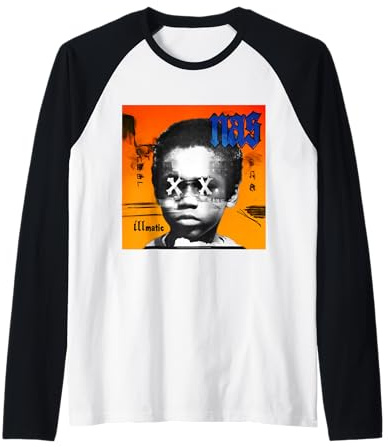 Ufficiale Nas Illmatic Orange 2014 Legendary Hip Hop Maglia con Maniche Raglan