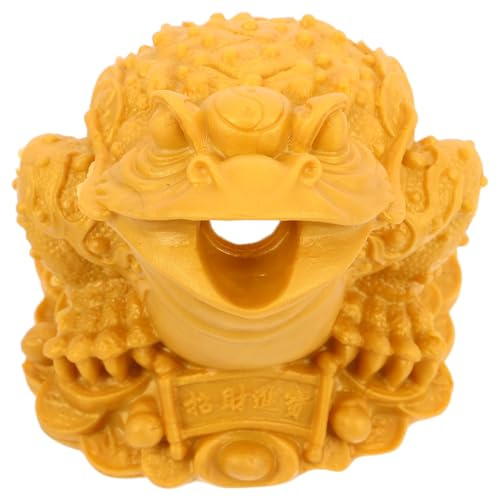 SUPVOX Spouting Toad Water Fountain Scupper with Pump, Small Orange Resin Frog Tea Pet for Home Decor, Garden Pond, and Tea Table Water Feature