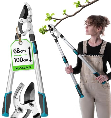 KADAX Amboss Astschere 68–100 cm, Teleskop Baumschere für dicke Äste bis 50 mm, Gartenschere mit rutschfesten Griffen und scharfer Stahlklinge für präzisen Baumschnitt