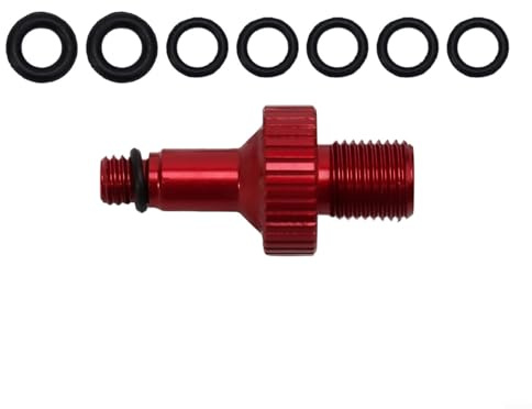 ZWEquipint Bicycle Rear Shock Air Pump Valve Adapter Tool for RockShox for MONARCH, for DT XMM, for MARZOCCHI IFP, Aluminum Alloy with Spare O-Rings, Black/Red(Red)