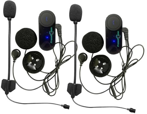 FreedConn Motorcycle Helmet Bluetooth Intercom Kit, TCOM-VB Motorbike Helmet Intercom Interphone Headset, for 2 or 3 Riders, FM Radio/Mobile phone/MP3/GPS Connective/Range 800m(2 Pack)