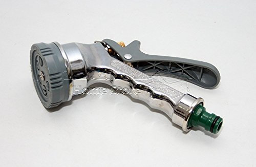 6 Function Chrome Metal Garden Hose Spray Nozzle Gun Water Sprayer Hoselock 70306C