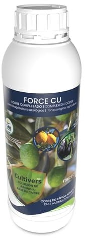 CULTIVERS Gluconato de Cobre. Abono Fertilizante con Efecto Fungicida de Cobre Ecológico de 1 L Que Mejora el Sistema de Defensa de la Planta contra el Desarrollo de Enfermedades