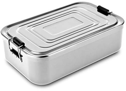 ROMINOX Geschenkartikel Lunchbox // Quadra verschiedene Varianten – hochwertige Aluminium Aufbewahrungsbox, praktisch und leicht, Proviantbox mit Dichtungsring (Silber glänzend, XL)
