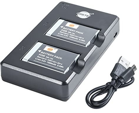 DSTE NB-13L (2 Stück) Wiederaufladbarer Akku Ersatzakku und Dual Ladegerät Kompatibel mit Canon PowerShot SX620,SX720,SX730,SX740,G1 X Mark III,G5 X,G5 X Mark II,G7 X Mark III, G9 X,G9 X Mark II usw