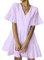 FANCYINN Robe Courte Femme Ourlet à Volants Lin Casual Robe Patineus Violet Clair S