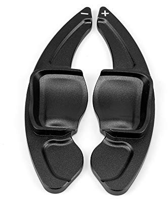 HIBEYO Schaltwippen Verlängerung Shift Paddle Alu schwarz für VW Golf 6 Passat cc Golf 5 MK5 MK6 Tiguan Jetta GTI R20 R36 Scirocco EOS Lenkrad Schaltwippe Dekor Ersatzsatz Extensions Zubehör