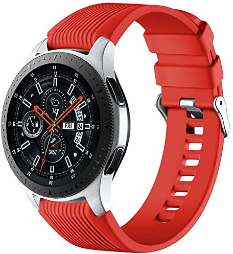 Mastten 22mm Cinturino Compatibile con Samsung Galaxy Watch 46mm/Galaxy Watch 3 45mm/Galaxy Gear S3 Frontier/Huawei Watch GT 2, Cinturino Braccialetto Sportivo in Silicone Morbido per Donne, Rosso