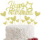 Sumerk Gold Glitter Happy Retirement Cake Topper Retired Theme Cake Decorations Set with Heart Cupcake Toppers Party Decorations Supplies - Pack of 13