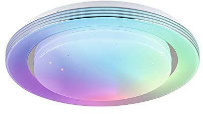 Paulmann 70546 LED Deckenleuchte Rainbow mit Regenbogeneffekt incl. 1x22 W dimmbar dynamicRGBW Farbsteuerung Chrom, Weiß Kunststoff, Metall 3000 K