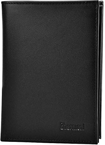 Charmoni - Grand Classique Portefeuille en Cuir Vachette - Protection RFID Blocage - Homme (V12 Noir)