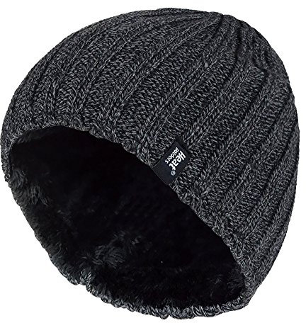 HEAT HOLDERS - Herren Thermisch Vlies Gefüttert Gerippt Gestrickte Wintermütze/Hut in 4 Farben 3.4 Tog Einheitsgröße (Einheitsgröße, Grau)