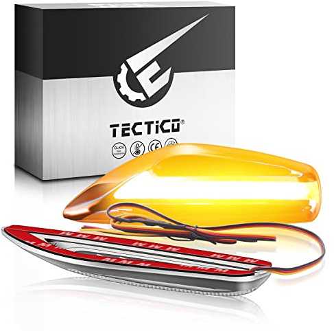 TECTICO indicatori di direzione,freccia auto,Indicatori di direzione laterali ambra 18 SMD con funzione dinamica Compatibile con tutte le auto moto DC 12V,2 pezzi