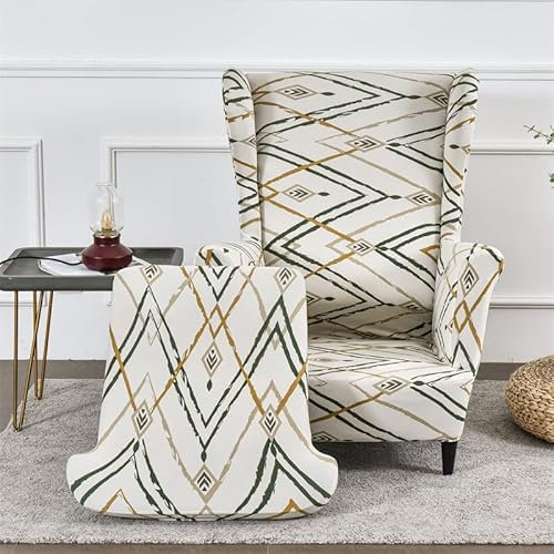 WYJHNLBEDC 2 Stück Ohrensessel überzug Stretch, Elastischer Sesselschoner für Ohrensessel/loungesessel Outdoor/Sessel Wohnzimmer/Sofa 1 Sitzer