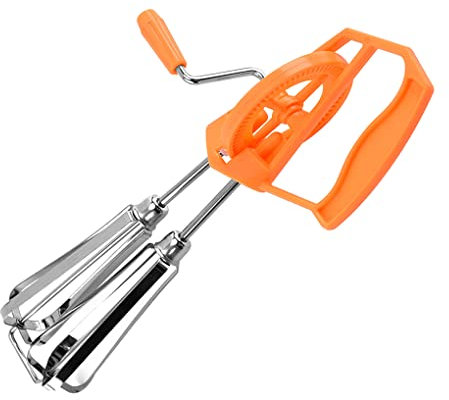 VUIUYOIES Manuelle Handkurbel Schneebesen mit Griff Edelstahl Doppelstab Eier Schneebesen Mixer Rührer Küchenrührgerät