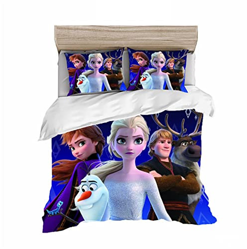 Doiicoon Frozen Bettwäsche Kinder, ELSA Bettwäsche 135x200, 100% Baumwolle, Kinderbett Mädchen, Anna Und ELSA Bettwäsche, Eiskönigin Bettwäsche (4,135x 200 cm-Einzelbett)