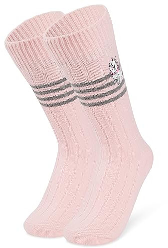 Disney Chaussettes Anti-Dérapantes Femme Chaussettes Chaussons Femme Fantaisie Stitch Minnie Bourriquet Taille Unique (Rose Marie)