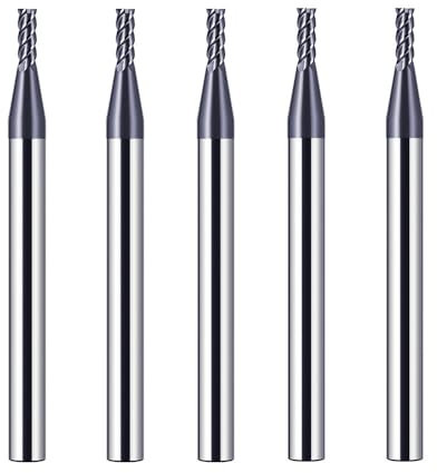 CREEYA 5 Piezas Fresa de metal duro 2mm, 4 dientes/4 Flautas CNC Fresas, HRC 55, Negro AlTiN revestimiento, Fresas Carburo de recta 2mm Para Acero Metal Madera Plásticos (2mm)