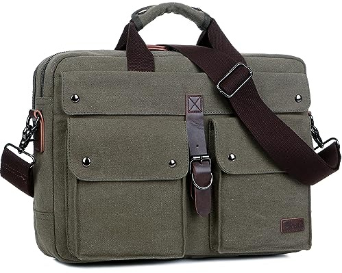 Stylish 17 inch Canvas Laptop Bag Messenger Bag Briefcase Vintage Crossbody Shoulder Bag Military Satchel for Men BC-07