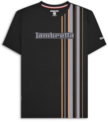 Lambretta Mens Stripe T-Shirt Tee Top Black M