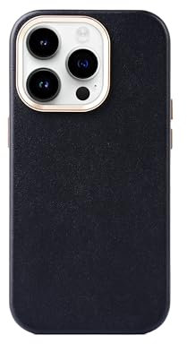 Vegan Leather Case compatible with iPhone 13 Pro Max by Arth | Shockproof, Wireless Charging and Magsafe Compatible | Black and Gold