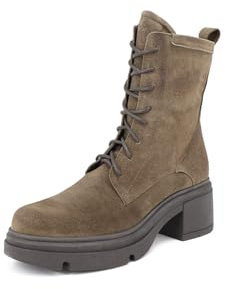 QUEEN HELENA Anfibi di Pelle Scamosciati Stivaletti con Tacco Basso Donna 3787 (Taupe, 40)