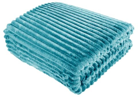 FEBE Kuscheldecke Saphir Blau 220x200 cmFlauschig Tagesdecke Fleecedecke Flanell Decke Sofadecke Für Couch Wohndecke Wendedecke als Sofaüberwurf oder Wohnzimmerdecke