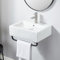 VCCUCINE - Moderno fregadero de pared de 21 pulgadas con toallero, rectangular blanco para colgar en la pared o encimera, lavabo de cerámica de porcelana con agujero para grifo y desbordamiento
