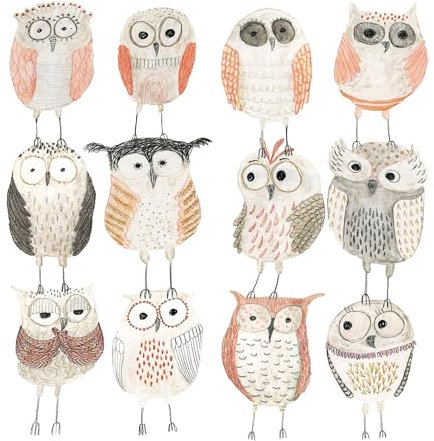 20 Servietten Tiermotive Lustige, dezente Eulen als Tischdeko. Papierservietten mit Motiv. Auch für Decoupage und Serviettentechnik 33x33cm