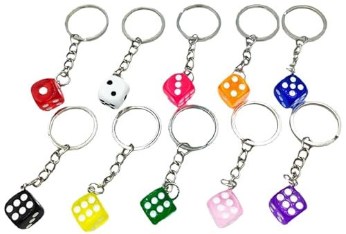 Amosfun 10stücke Würfel Schlüsselanhänger Schlüsselring Würfel Anhänger Für Rucksäcke Taschenanhänger Diy Neuheit Kette Charms