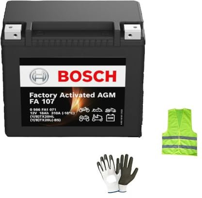 Compatible avec KYMCO UXV 500 année 2008 al 2010 Batterie Bosch YTX20L-BS SLA FA1071 YTX20HL CHARGÉE ET PRÊTE À l'emploi 18 AMPÈRES 12 Volts 176X89X154MM