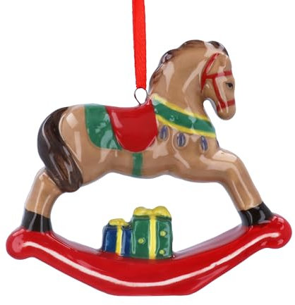 Gisela Graham Ceramic Rocking Horse Christmas Decoration