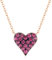 GAVU Collana Oro Rosa Donna, Collana da Donna Punto Luce con Ciondolo Cuore Rosso di Strass