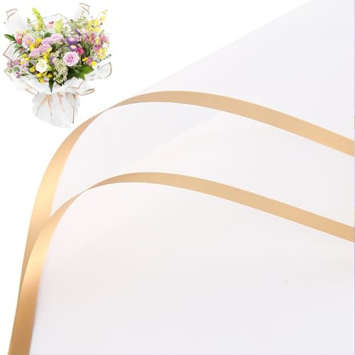 JEKUGOT 20 Sheets Flower Wrapping Paper White, Waterproof Bouquet Wrapping Paper for Flowers, Handicrafts, Gifts (White)