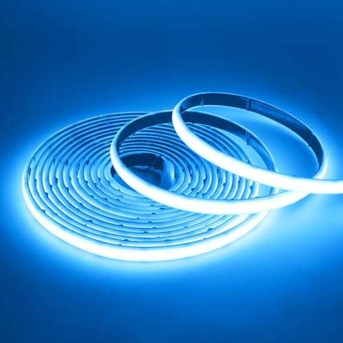 Wisada COB Neon Streifen 7m, 12V Wasserdichte IP68 Selbstklebendes Band, 320LEDs/m Superhell Flexibler Eisblau COB Neon LED Band, rot/weiss 2-adrig LED Lichterketten für Außen, Terrasse, Aquarium