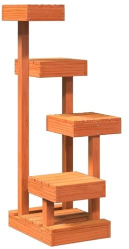 vidaXL Cat Tree Scratch Tower - Wax Brown Climbing/Playing Structure for Cats, Solid Pine Wood, 45.5x49x103 cm
