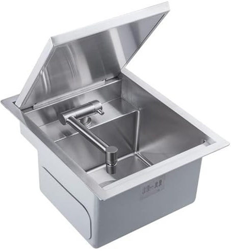 YXFAZPP Fregadero para RV, Fregadero de Cocina de Acero Inoxidable, Lavabo con Tapa de Grifo plegada, Fregadero Rectangular con Tapa, para Caravana, Remolque (43 * 45cm)