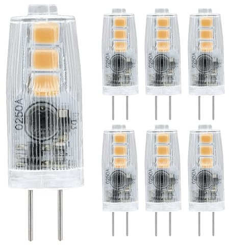 EACLL G4 LED Lampe Warmweiß 1.5W Ersetzt 20W Halogen Glühbirne, 6er-Pack, 150 Lumen 3000K Leuchtmittel, AC/DC 12V Flimmerfrei, Abstrahlwinkel 360 Grad Birne, Nicht Dimmbar