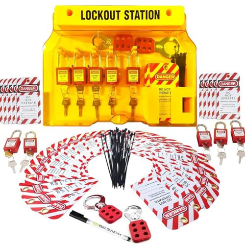 ClAZTyict Lockout Tagout Station for Safe Electrical Lockouts,2Hasps,25Loto Tags,Lock Out Tag Out Kit Board,Lockout Supply