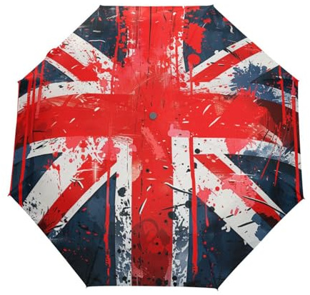 Kunst Britische Flagge Farbe Regenschirm Taschenschirm Kinder Jungen Mädchen UV-Schutz Auf-Zu Automatik Umbrella Verstärkt Winddichte Zusammenklappbar