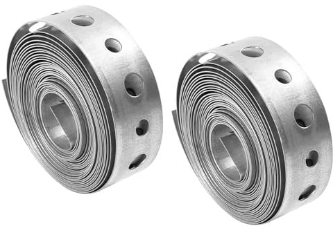 Cinghia di fissaggio in metallo con fori perforati, staffe di fissaggio per recinzioni, fascette di fissaggio e supporto per tubi da appendere con fori, 2 rotoli