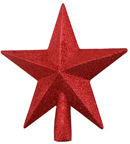 Topper de Árbol de Navidad - Estrella Brillante Roja de PVC para Decoración de Árboles