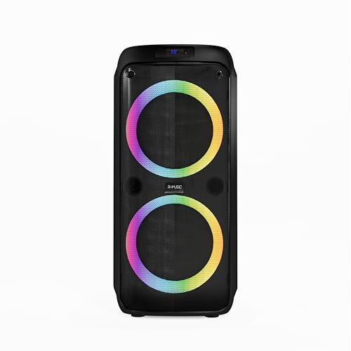 R-MUSIC – Party Boost M – Enceinte High Power – Bluetooth 5.3, 11h d’autonomie, RGB, Mode karaoké, Microphone Filaire, Poignée intégrée, Egaliseur