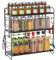AHOMSEL Estante de especias de metal de 3 niveles, estantes de cocina de altura ajustable, estante de especias vertical, estante de almacenamiento de encimera para cocina, baño y dormitorio, negro