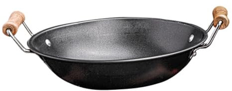 LALADEFIEE Pentola Wok Inossidabile Con Doppie Maniglie Utensile Da Cucina Per Uso Domestico e Campeggio Padella Antiadherente Per Frittura e Cottura Design Elegante Con Manico