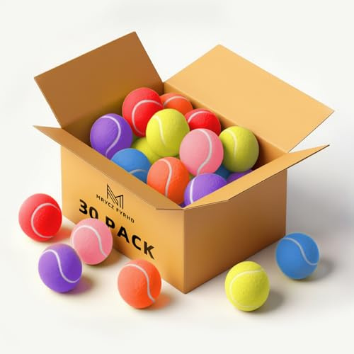 MRYCZ FYRHD 12/18/30/60 Pack Tennis Balls, Training Tennis Balls, Pet Dog Playing Balls, Practice Tennis Balls with Mesh Bag and Shock absorbers for Transport and Beginner Training