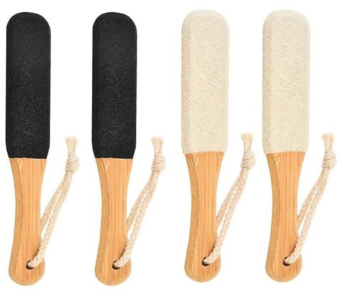 Confezione Da 4 Grattugia Per Piedi, Strumento Per Levigare La Pelle Morta, Comoda Lima Per Piedi Con Manico In Legno, Strumento Per Rimuovere Calli, Strumento Per La Cura Dei Piedi